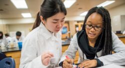 Students colaborating in a classroom