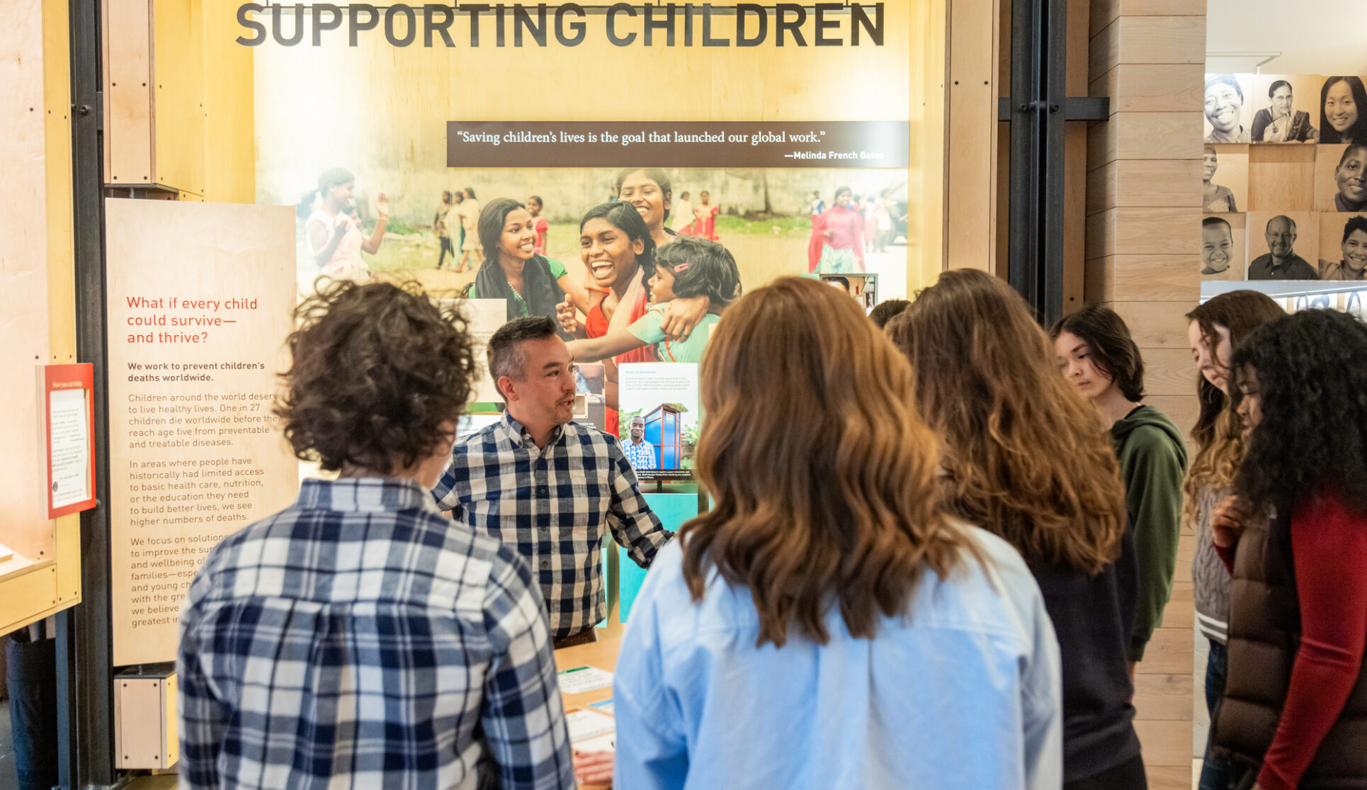 Visitors enjoy a group tour of the Discovery Center.