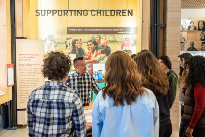 Visitors enjoy a group tour of the Discovery Center.