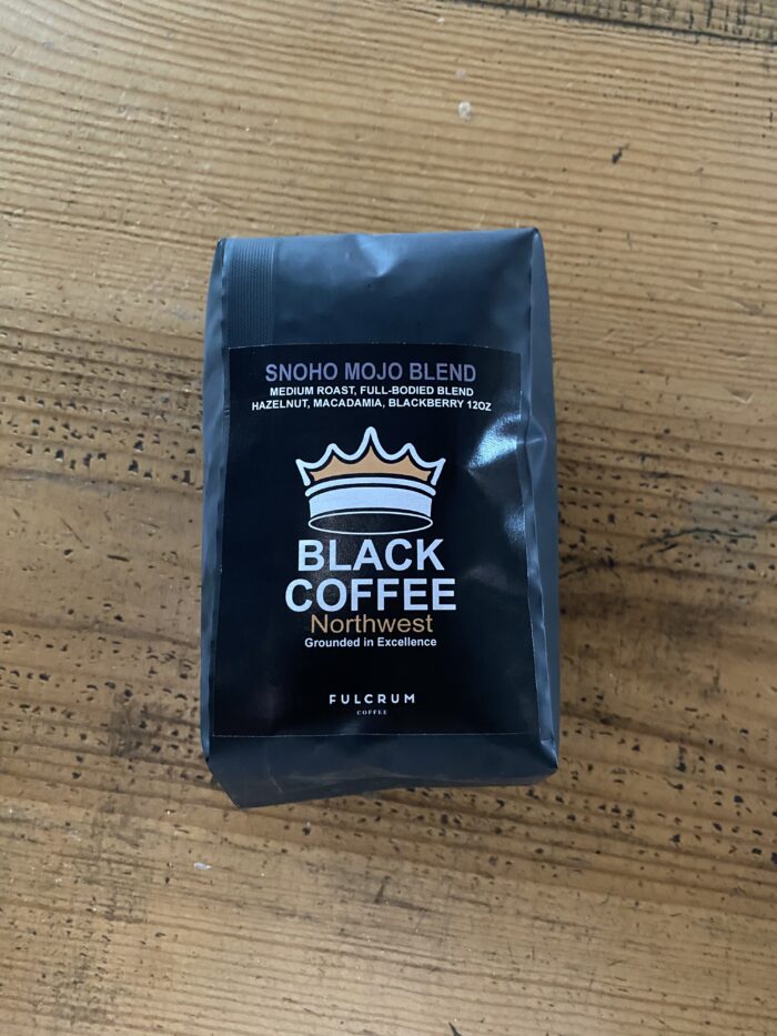 Black coffee company bag of coffee beans