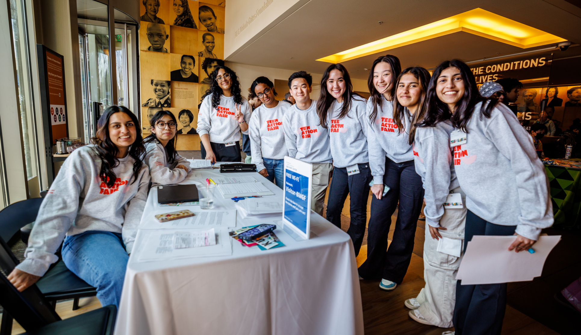 Youth Ambassador members pose together at the Discovery Center during Teen Action Fair 2023.