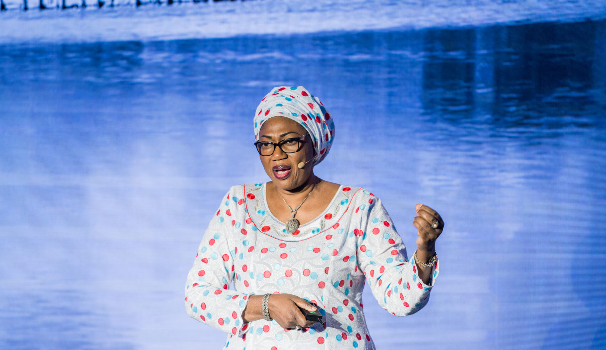 Mme. Lena Tall Faye speaking at an expo. ©Gates Archive/Xiaolu Chu