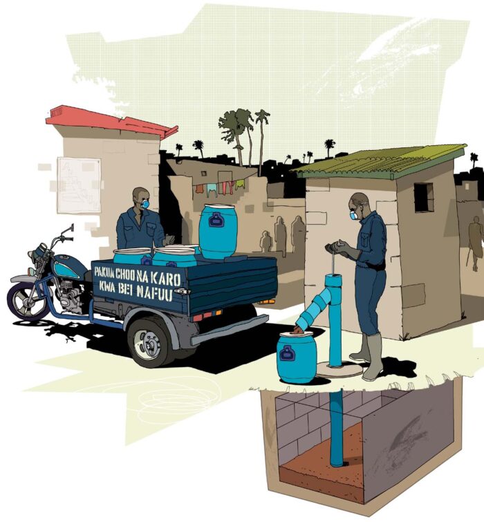 Animation of a gulper design emptying a latrine. 