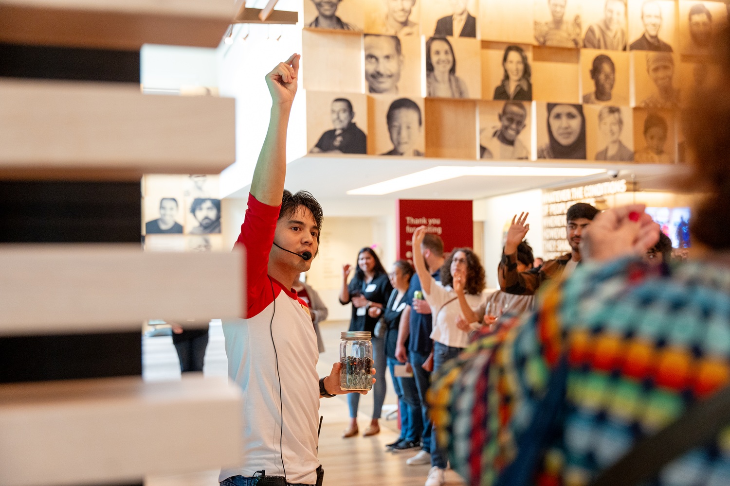 Visitors on a gallery tour at the Discovery Center