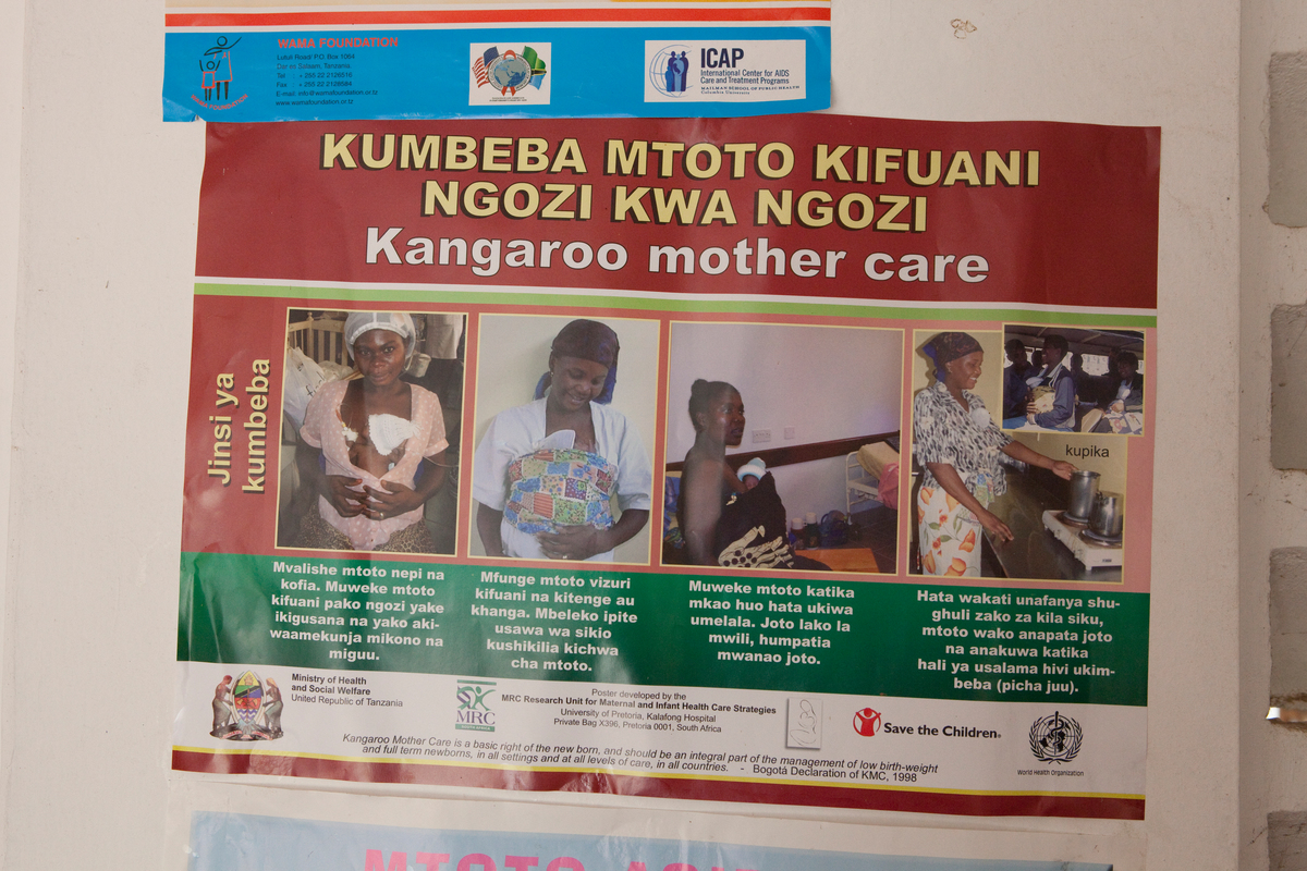 Advocacy posters line the walls at the Ifakara Health Institute.